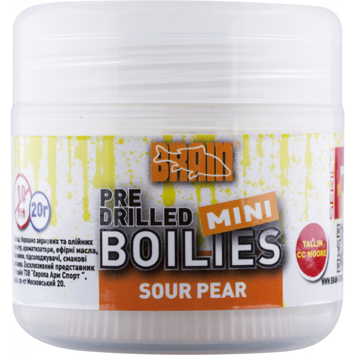 Бойлы Brain Sour Pear (груша) pre drilled mini boilies 10 mm 20 gr
