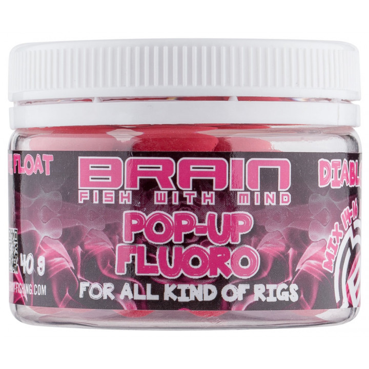 Бойлы Brain Pop-Up Fluoro Diablo 40g, mix 14-16 mm