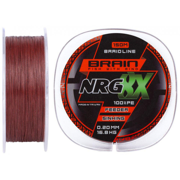 Шнур Brain NRG 8X sinking 150м 0.20мм 16.8kg ц:brown