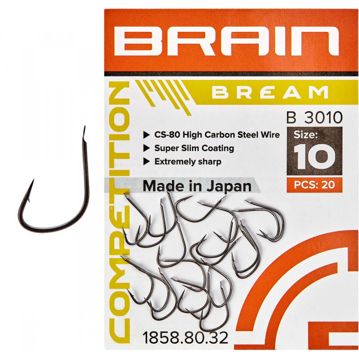 Гачок Brain Bream B3010 #10 (20 шт/уп) ц:black nickel