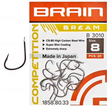 Гачок Brain Bream B3010 #8 (20 шт/уп) ц:black nickel