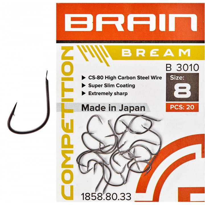 Гачок Brain Bream B3010 #8 (20 шт/уп) ц:black nickel