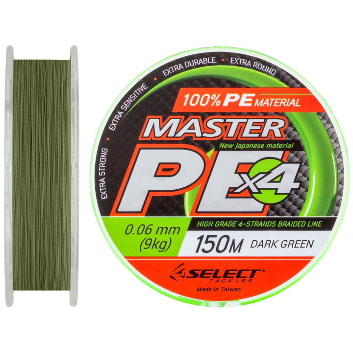 Шнур Select Master PE 150m 0.06мм 9кг темн.-зел.