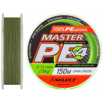 Шнур Select Master PE 150m 0.12мм 15кг темно-зелений.