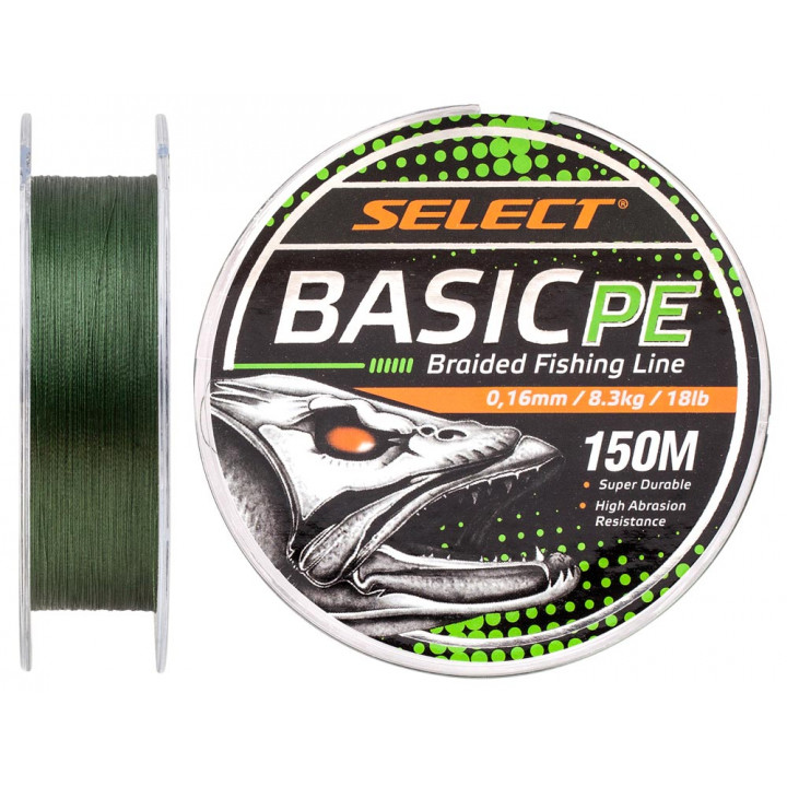 Шнур Select Basic PE 150m (темн-зел.) 0.16mm 18lb/8.3kg