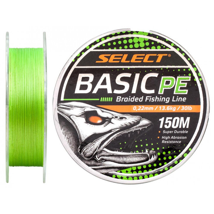 Шнур Select Basic PE 150m (салат.) 0.22mm 30lb/13.6kg