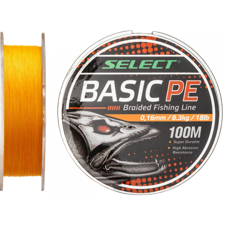 Шнур Select Basic PE 100m (оранж.) 0.16mm 18LB/8.3kg