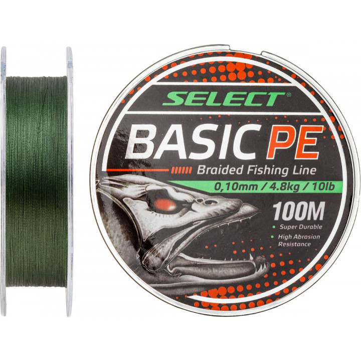 Шнур Select Basic PE 100m (темн-зел.) 0.10mm 10LB/4.8kg