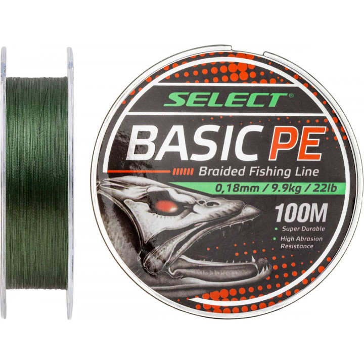 Шнур Select Basic PE 100m (темн-зел.) 0.18mm 22LB/9.9kg