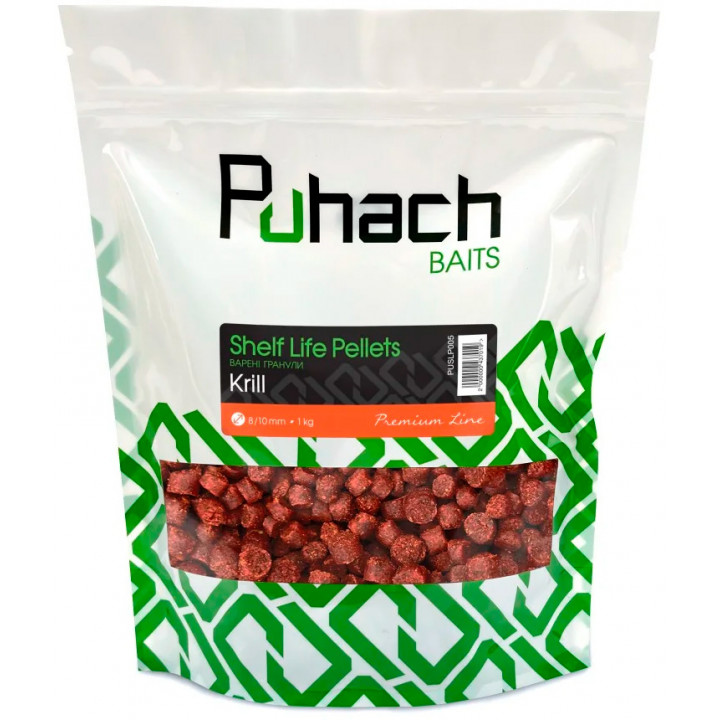 Вареные гранулы Puhach Baits Premium Line Shelf Life Pellets 1 kg - Krill 4.5/6mm