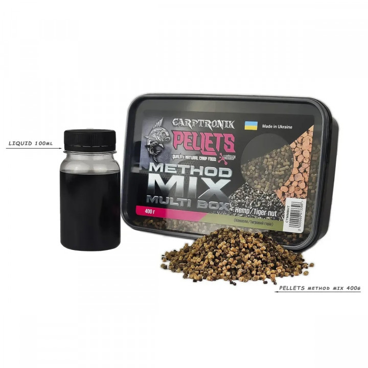 Метод Мікс + Ліквід Carptronik Multi Box Hemp/Tiger Nut (Коноплі/Тигровий горіх) 400g