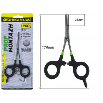Затискач ProfMontazh Quick-Hook Release PRO з ножицями для флюорокарбону та жилки 16cm