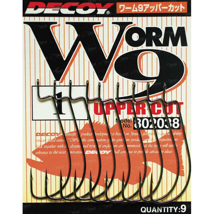 Крючок Decoy Worm 9 Upper Cut 9шт. №2 Black Chrome