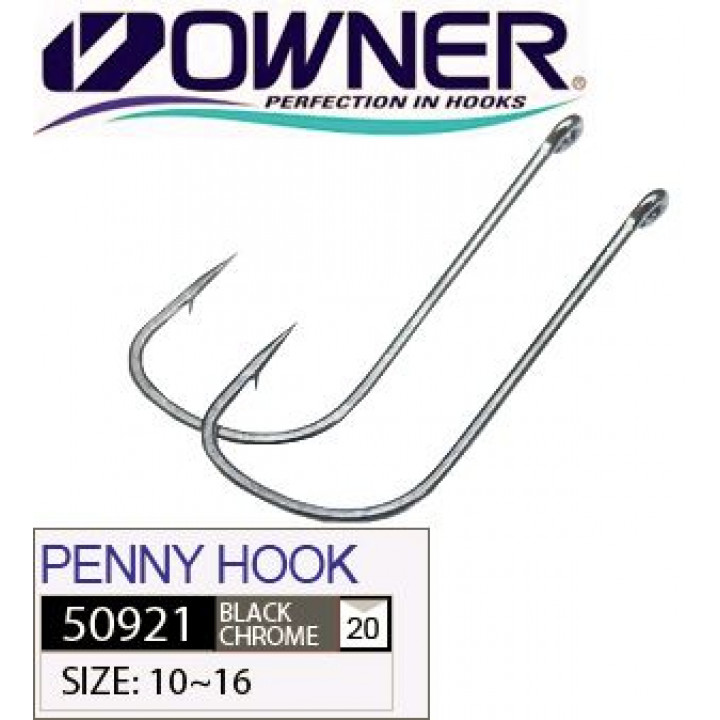 Крючок Owner 50921 Penny Hook №8 Black Chrome 10шт