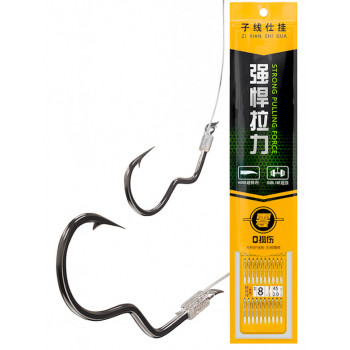 Гачки Herabuna Fishing самопідсікаючі на подвійному повідку 10шт #5 #6 #7 #8