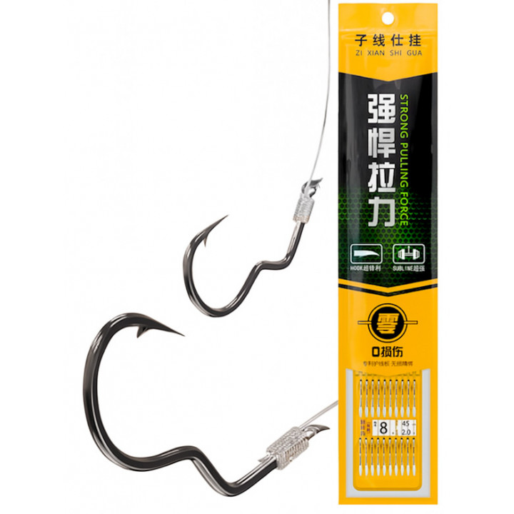 Гачки Herabuna Fishing самопідсікаючі на подвійному повідку 10шт #5 #6 #7 #8