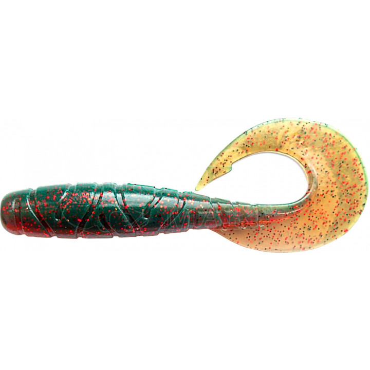 Силикон FishUp Mighty Grub 3.5" (7pcs.), #019 - Motor Oil/Red
