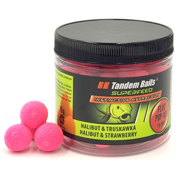 Бойлы Tandem Baits Fluo Pop-Up 16mm 70g Halibut & Strawberry (Палтус Клубника)