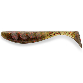 Силикон FishUp Wizzle Shad  5" (4шт) #045 - Green Pumpkin/Red & Black