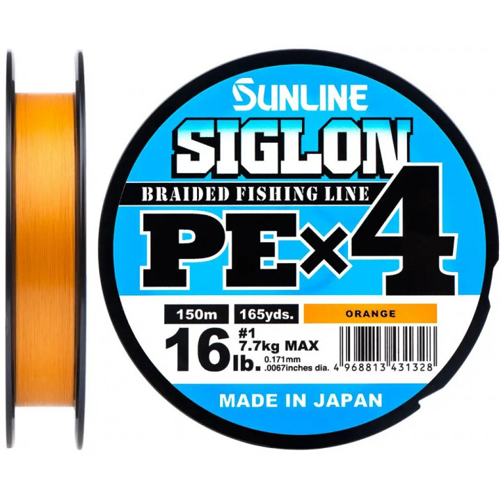 Шнур Sunline Siglon PE x4 300m (оранж.) #2.0/0.242mm 35lb/15.5kg