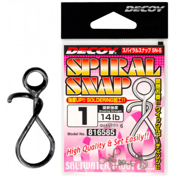 Застежка Decoy SN-5 Spiral Snap #0 10lb 6шт/уп