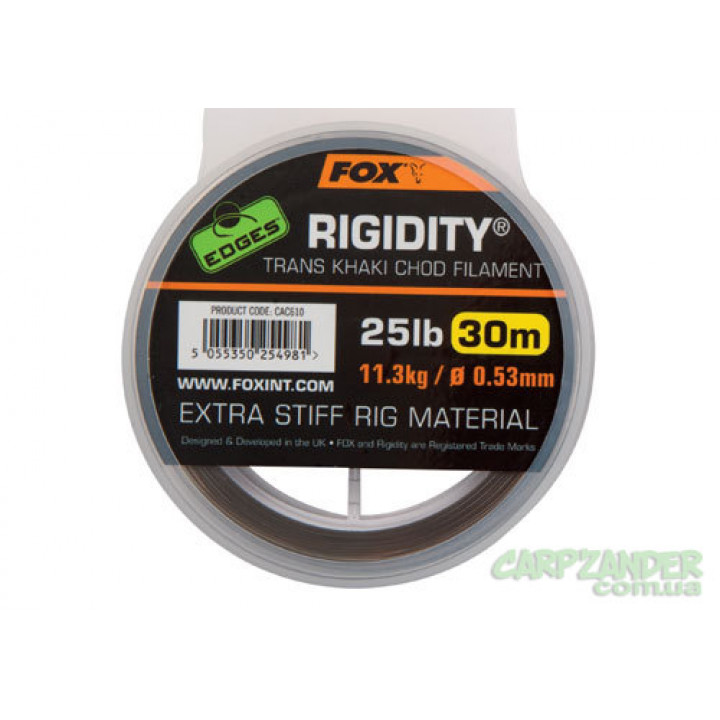 Поводковий матеріал Fox Edges Rigidity Chod filament 0.57mm 30lb x 30m trans khaki