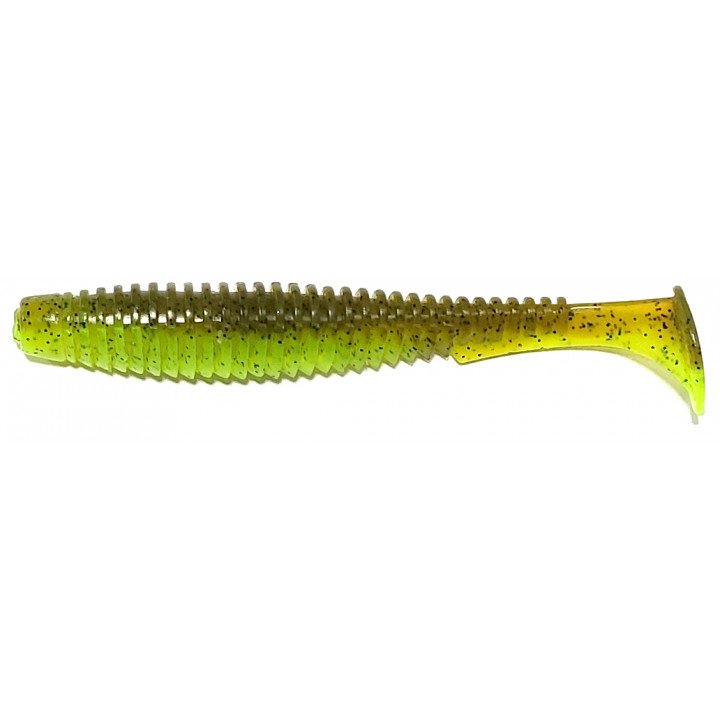 Силикон FishUp U-Shad 4" (8шт) #204 - Green Pumpkin/Chartreuse