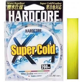 Шнур Duel Hardcore Super Cold X4 200m Hi-Vis Yellow #0.6 5.4kg 0.13mm