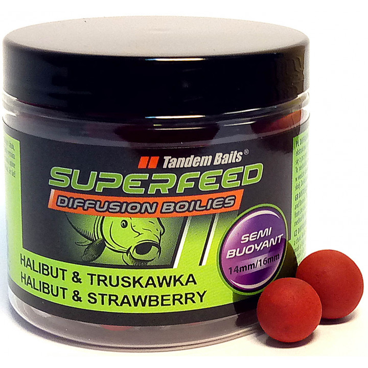 Бойли Tandem Baits Super Feed Diffusion Boilies 14mm/16mm Mix 90g Halibut & Strawberry