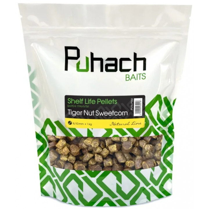 Варёные гранулы Puhach Baits Natural Line Shelf Life Pellets 1 kg - Tiger Nut Sweetcorn 4.5/6mm (Тигровый орех + сладкая кукуруза)