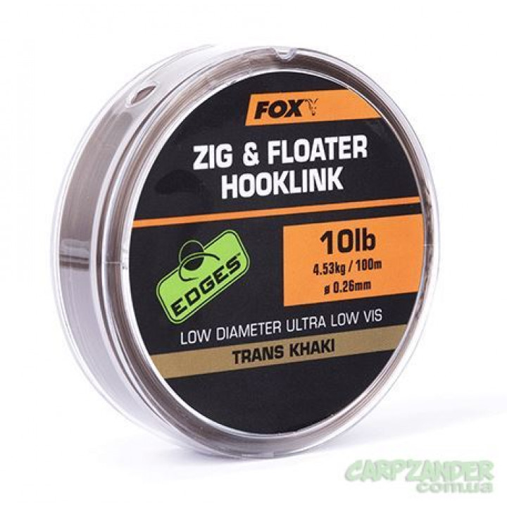 Повідковий матеріал Fox Zig and Floater Hooklink Trans Khaki - 15lb (0.30mm) 100m