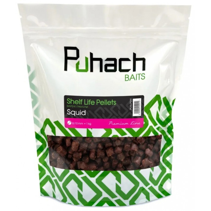 Вареные гранулы Puhach Baits Premium Line Shelf Life Pellets 1 kg - Squid  8/10mm