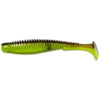 Силикон FishUp U-Shad 4" (8шт) #203 - Green Pumpkin/Flo Chartreuse