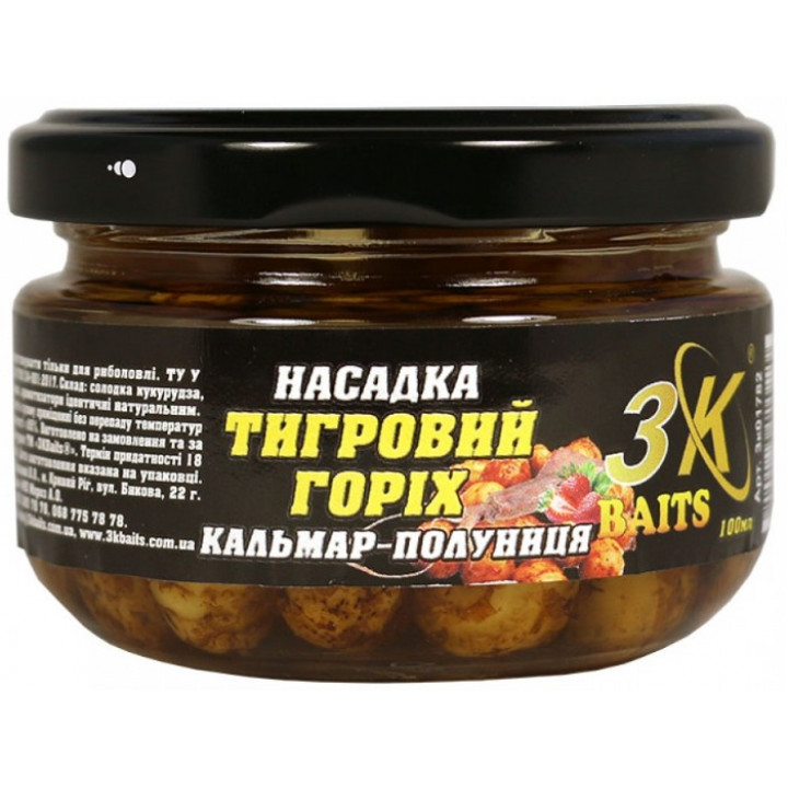 Насадка 3KBaits "Тигровый орех" Premium Кальмар-Клубника 100ml