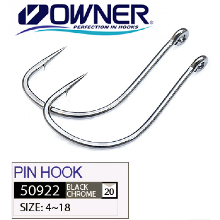 Гачок Owner 50922 Pin Hook №16 Black Chrome 12шт