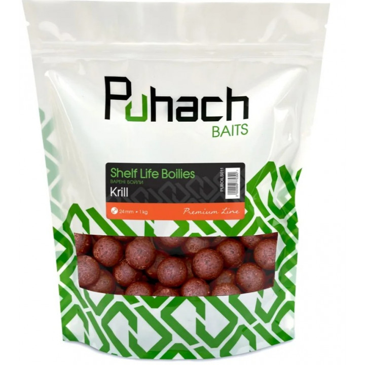 Бойлы Puhach Baits Premium Line Shelf Life Boilies 1kg - Krill (Криль) 24mm