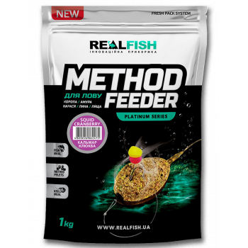 Прикормка Real Fish Premium Series Method Feeder Squid Cranberry Кальмар Клюква 0.8kg