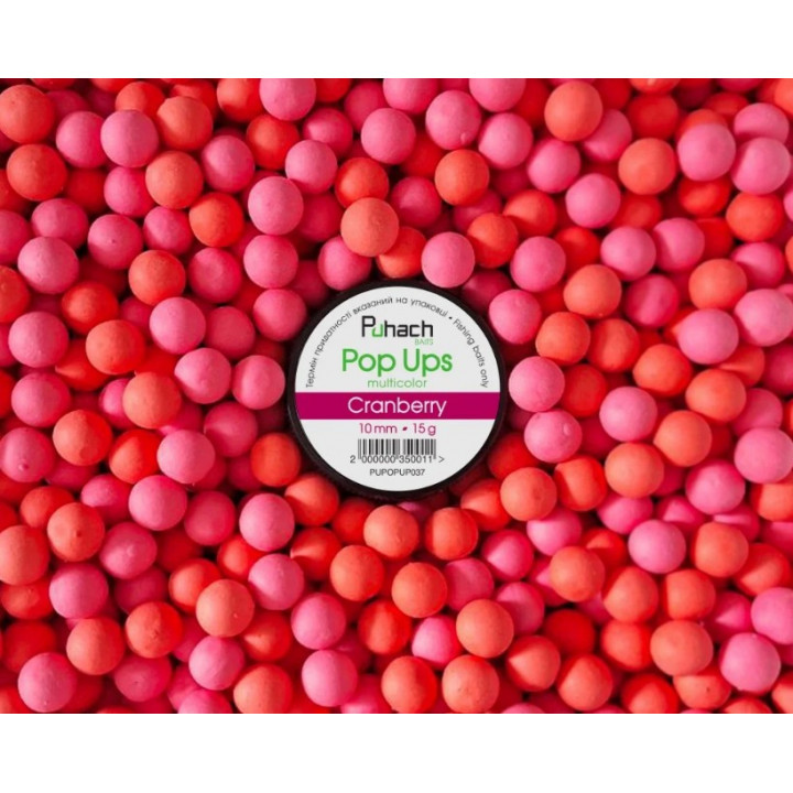 Бойли Puhach Baits Pop Ups 10mm Multicolor - Cranberry (Журавлина)