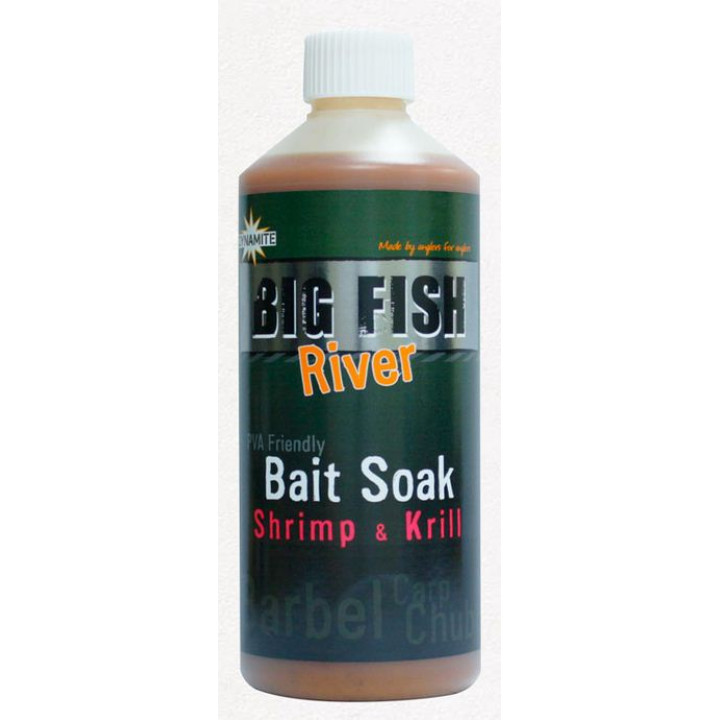 Ликвид Dynamite Baits Big Fish River Bait Soakt Shrimp & Krill 500ml