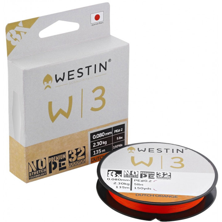 Шнур Westin W3 8 Braid Dutch Orange 300m PE 7.0 / 0.450mm 41.1kg 91Lbs
