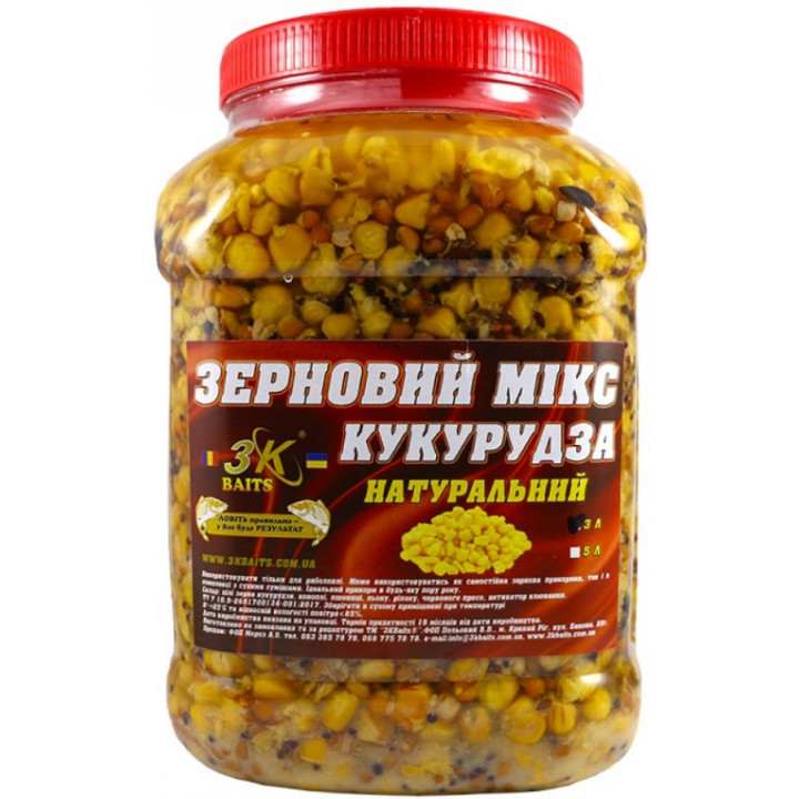 Зерновой MИКС 3Kbaits Кукуруза Натуральная 3L банка 3.4kg
