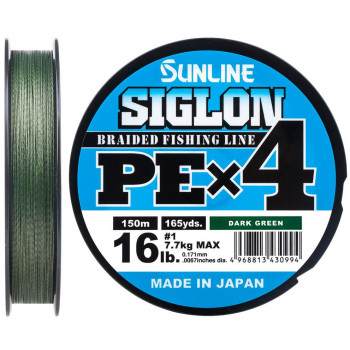 Шнур Sunline Siglon PE x4 150m (темн-зел.) #0.6/0.132mm 10lb/4.5kg