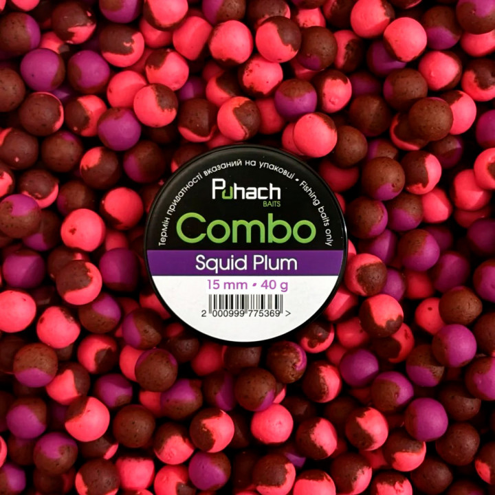 Бойли Puhach Baits Combo 15mm - Squid Plum (Кальмар Слива)