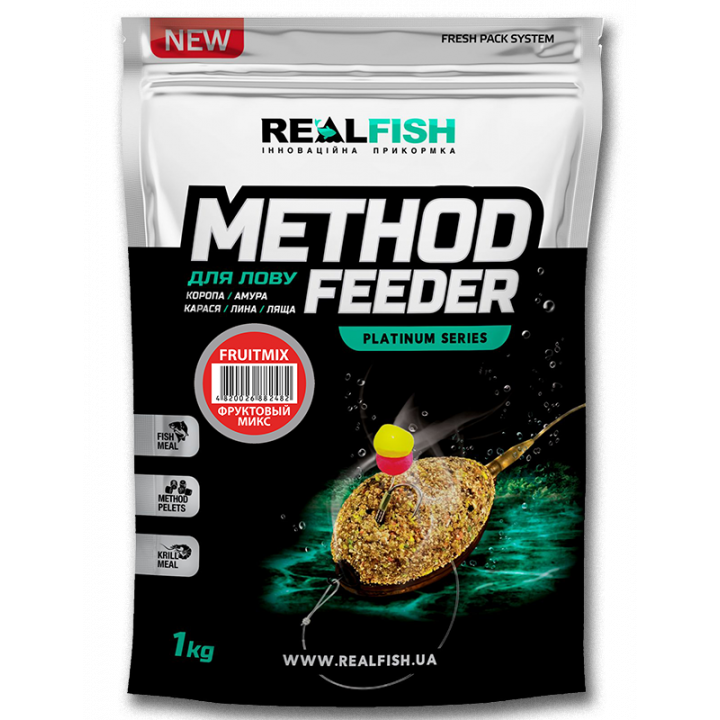Підгодовування Real Fish Premium Series Method Feeder FruitMix Фруктовий Мікс 0.8kg