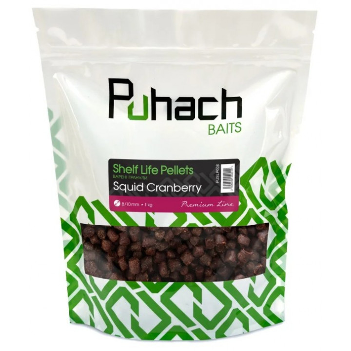 Вареные гранулы Puhach Baits Premium Line Shelf Life Pellets 1 kg - Squid Сranberry 8/10mm