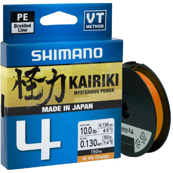 Шнур Shimano Kairiki 4 PE (Hi-Vis Orange) 150m 0.20mm 13.8kg