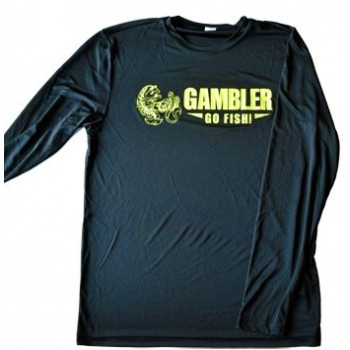 Gambler Black Performance Long Sleeve Chartreuse Logo