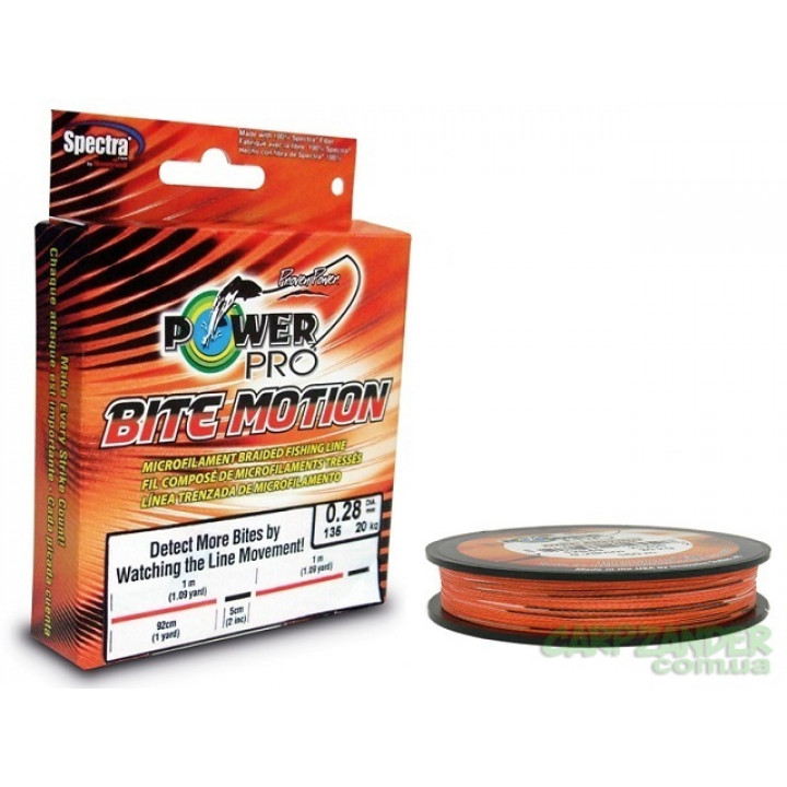 Шнур PowerPro Bite Motion 150m Orange/Black 0.15mm