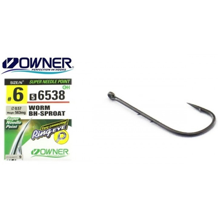 Крючок Owner 56538-06 №6 кольцо Black Chrome 9шт