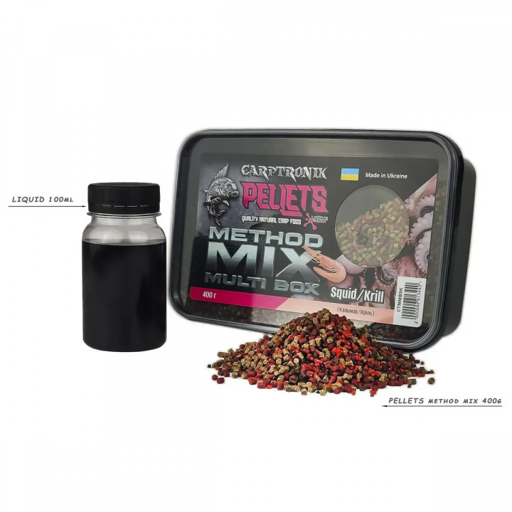 Метод Мікс + Ліквід Carptronik Multi Box Squid/Krill (Кальмар/Криль) 400g